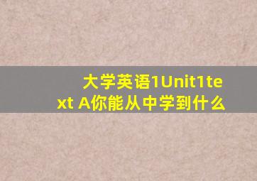 大学英语1Unit1text A你能从中学到什么